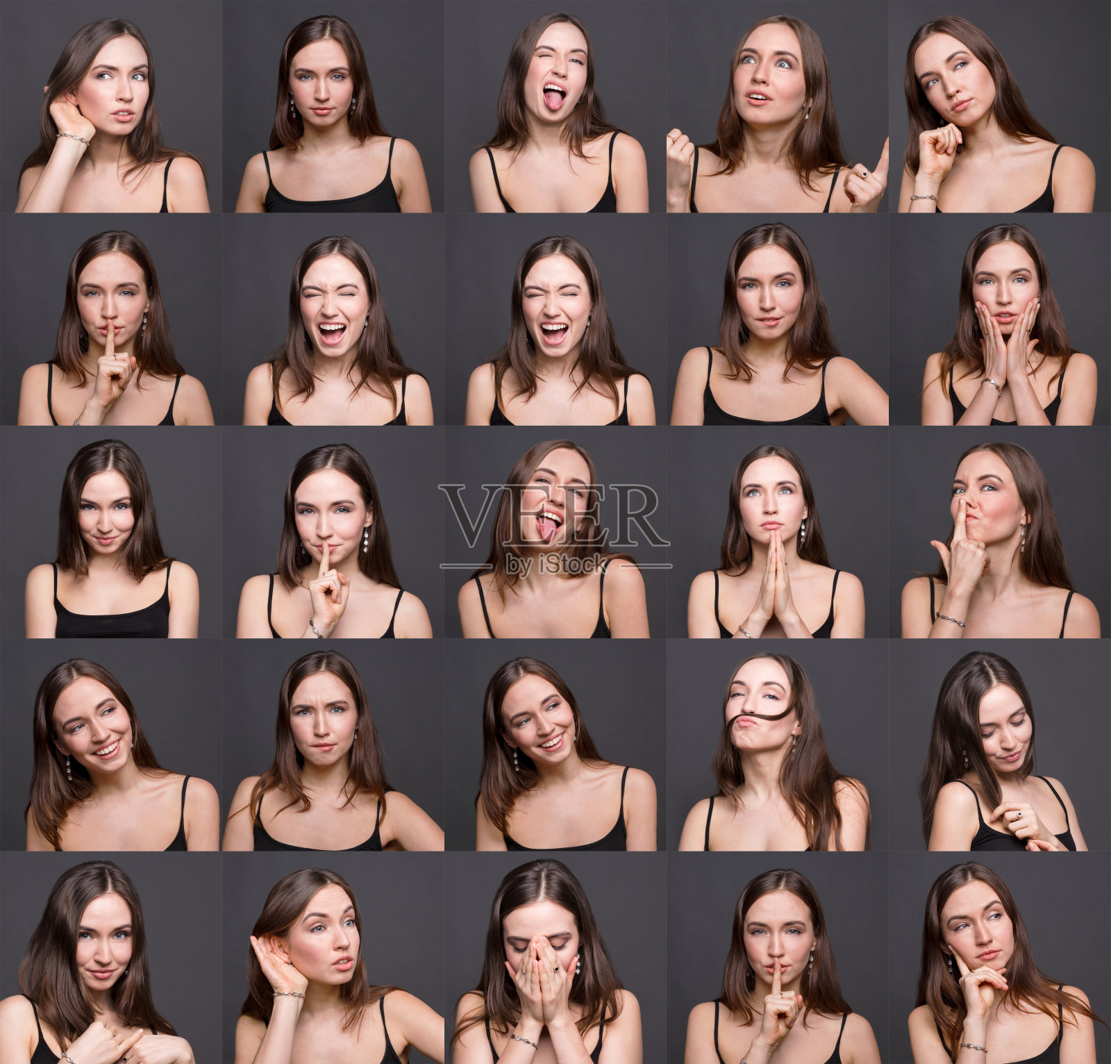 女性不同的情绪集合照片摄影图片