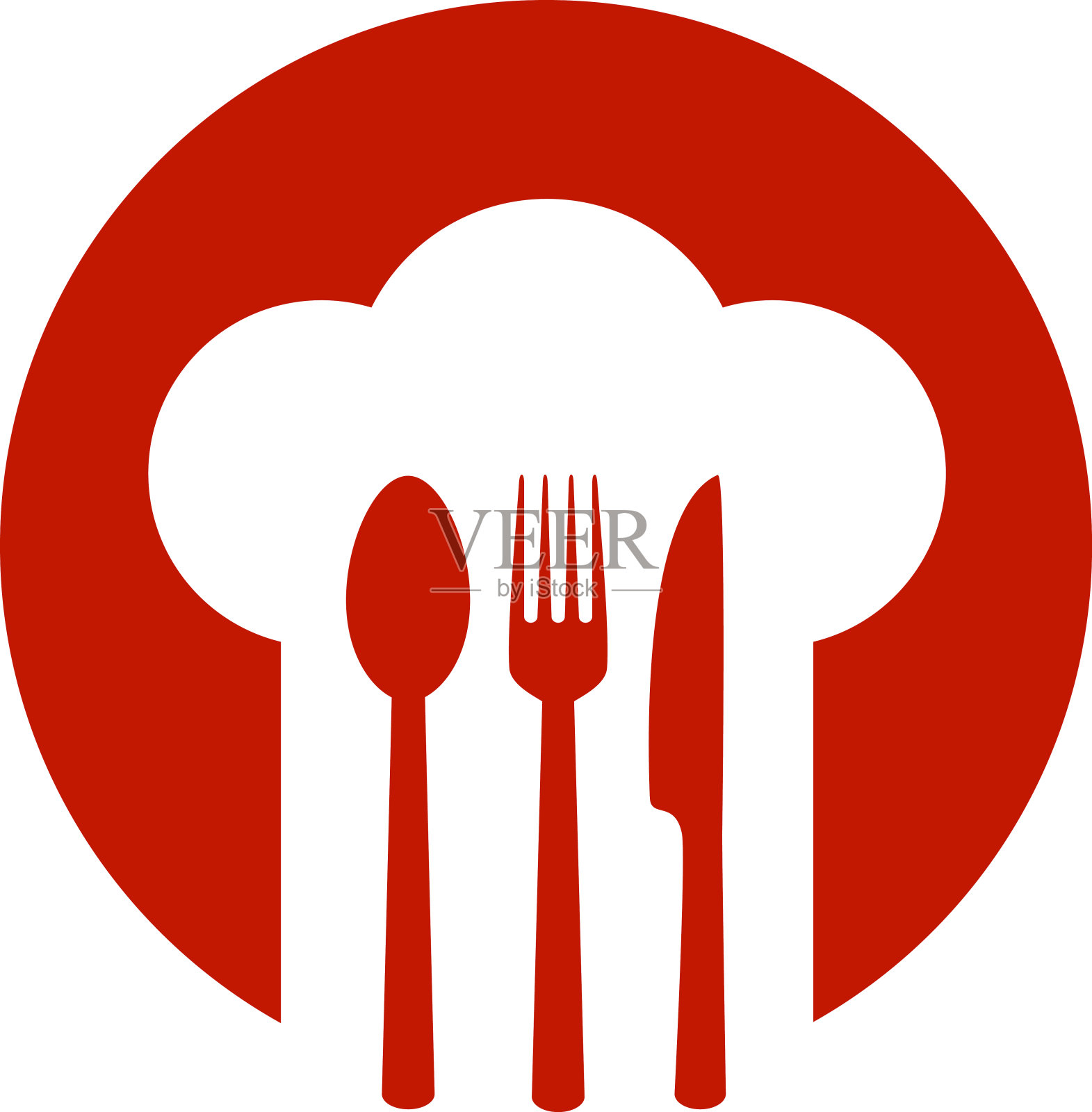 红色标志和厨师帽插画图片素材