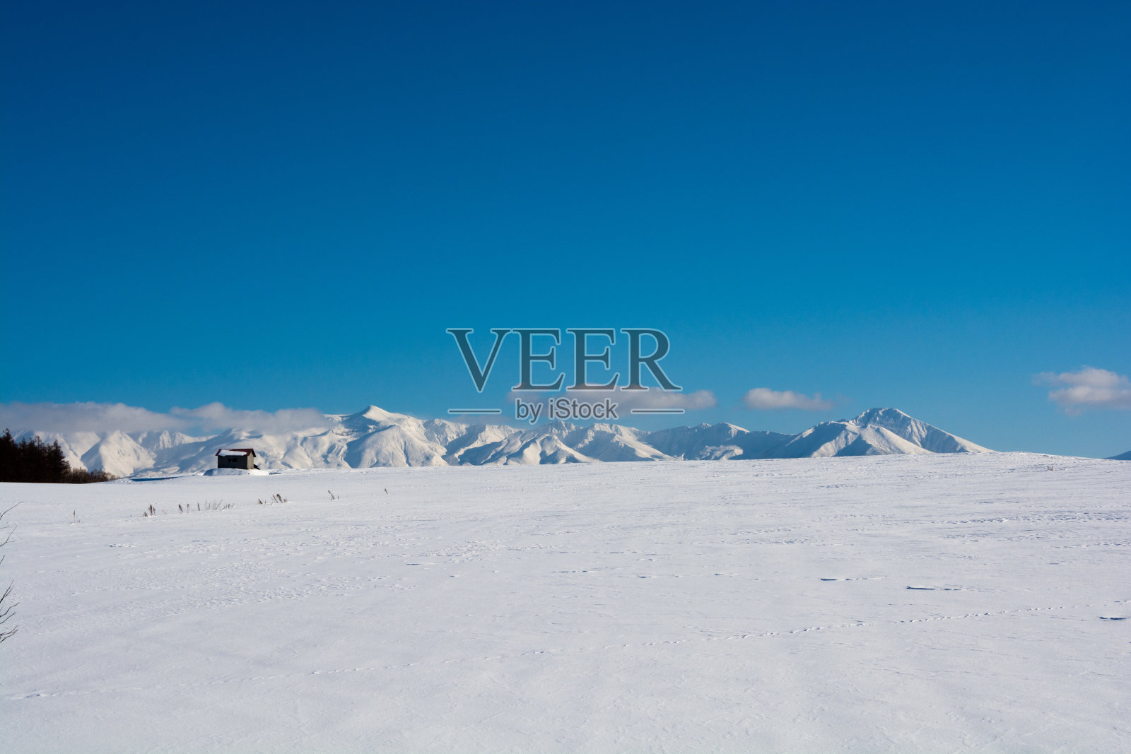 雪山和蓝天的十胜山脉照片摄影图片