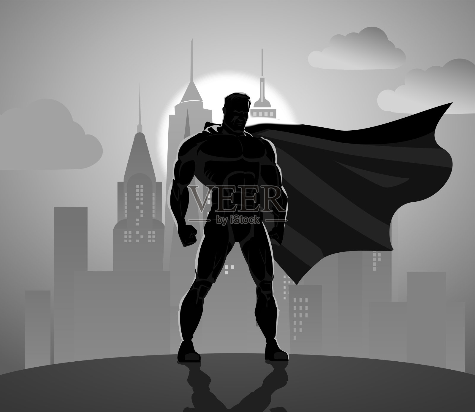 超级英雄在城市插画图片素材