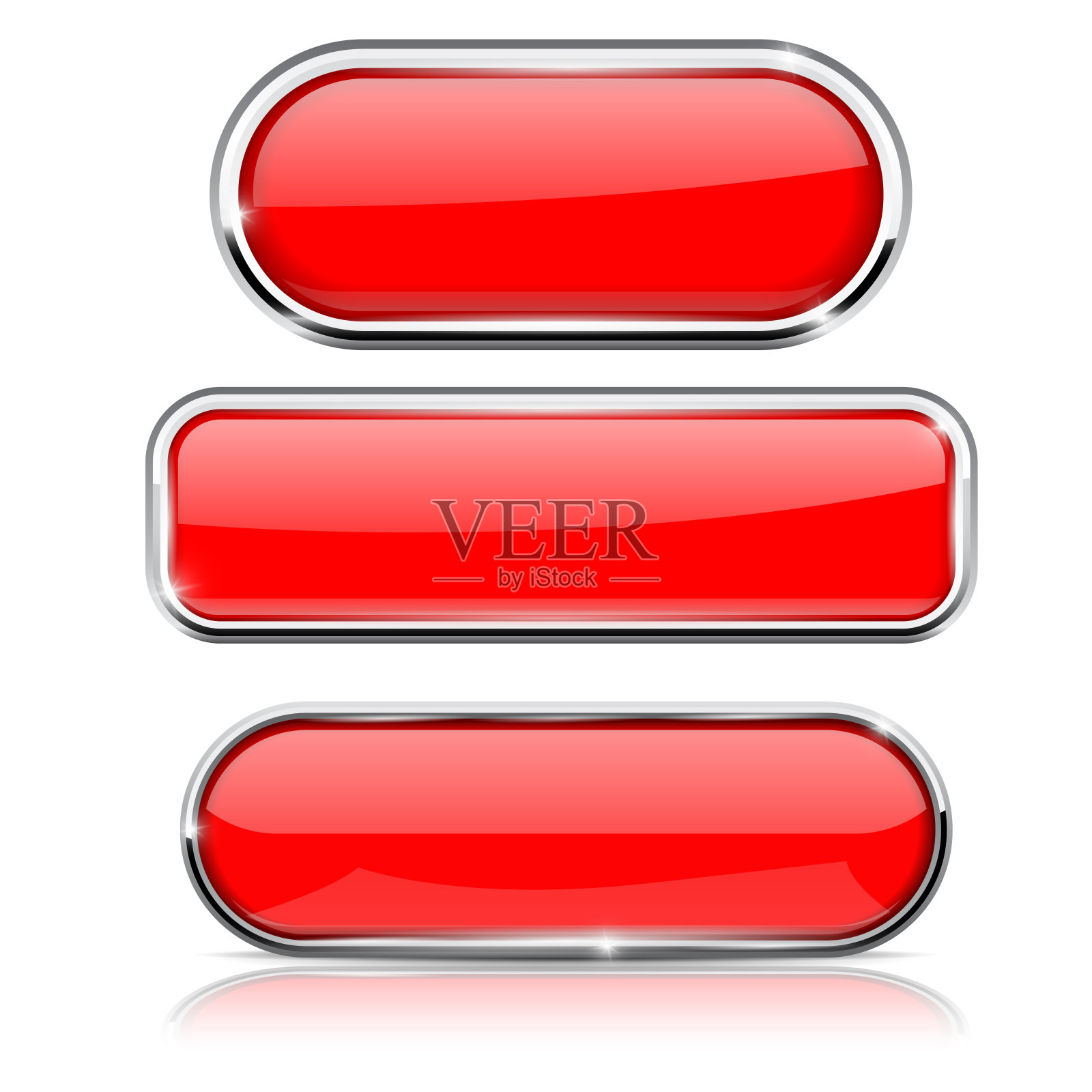 红色按钮与金属框架。的集合形状设计元素图片