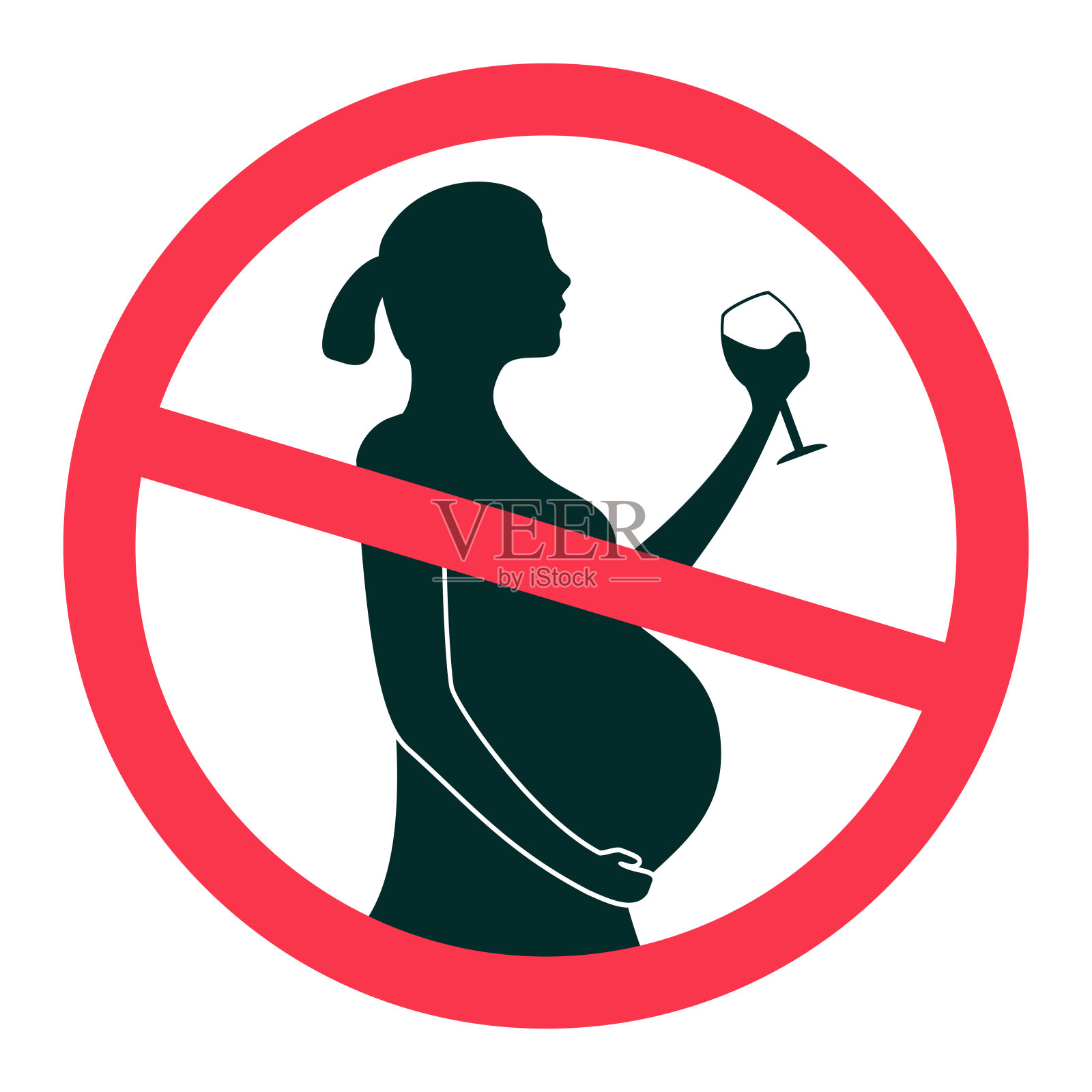 妊娠期无酒精病媒标志插图孤立在白色背景上插画图片素材