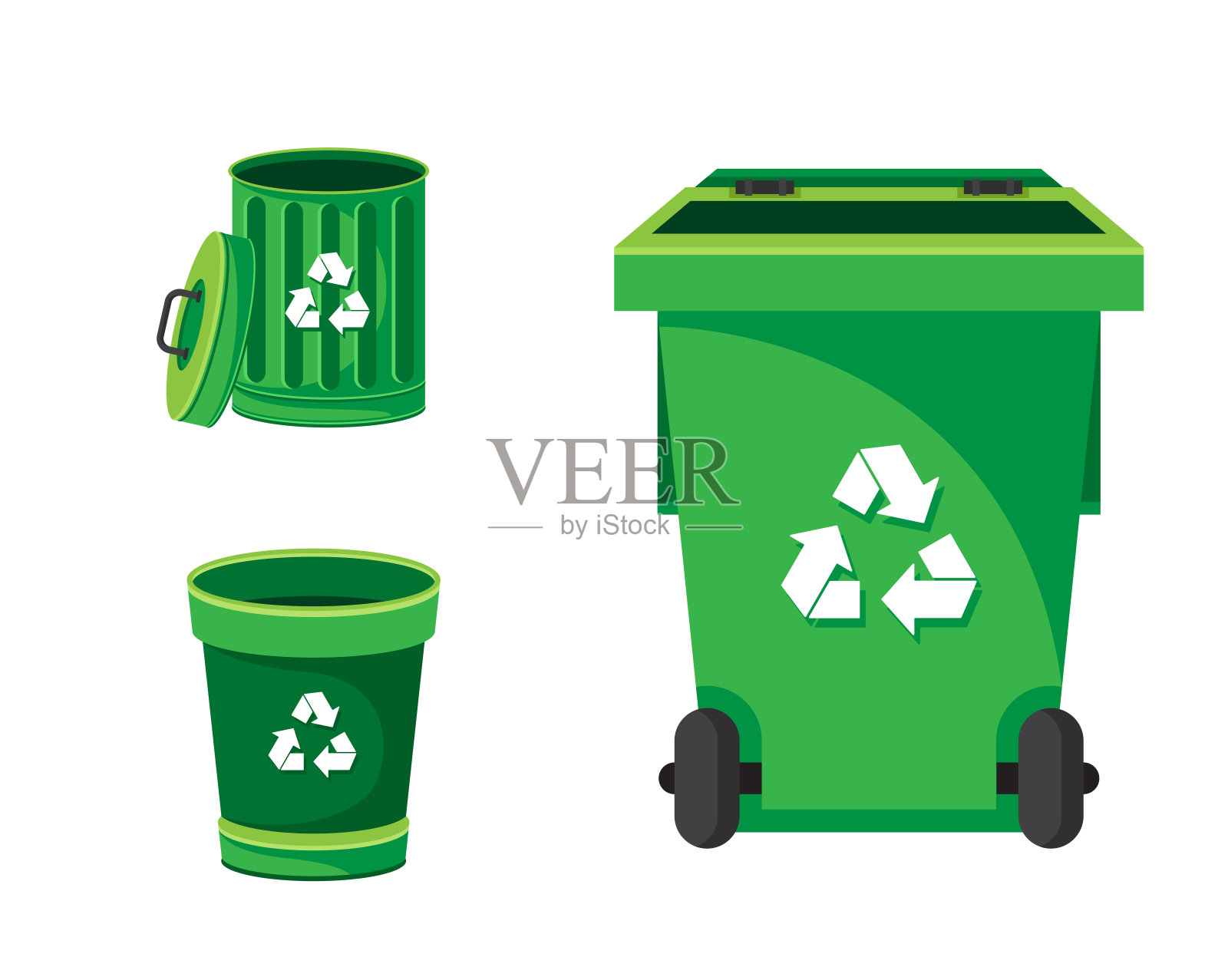 现代绿色回收垃圾桶插图设计元素图片