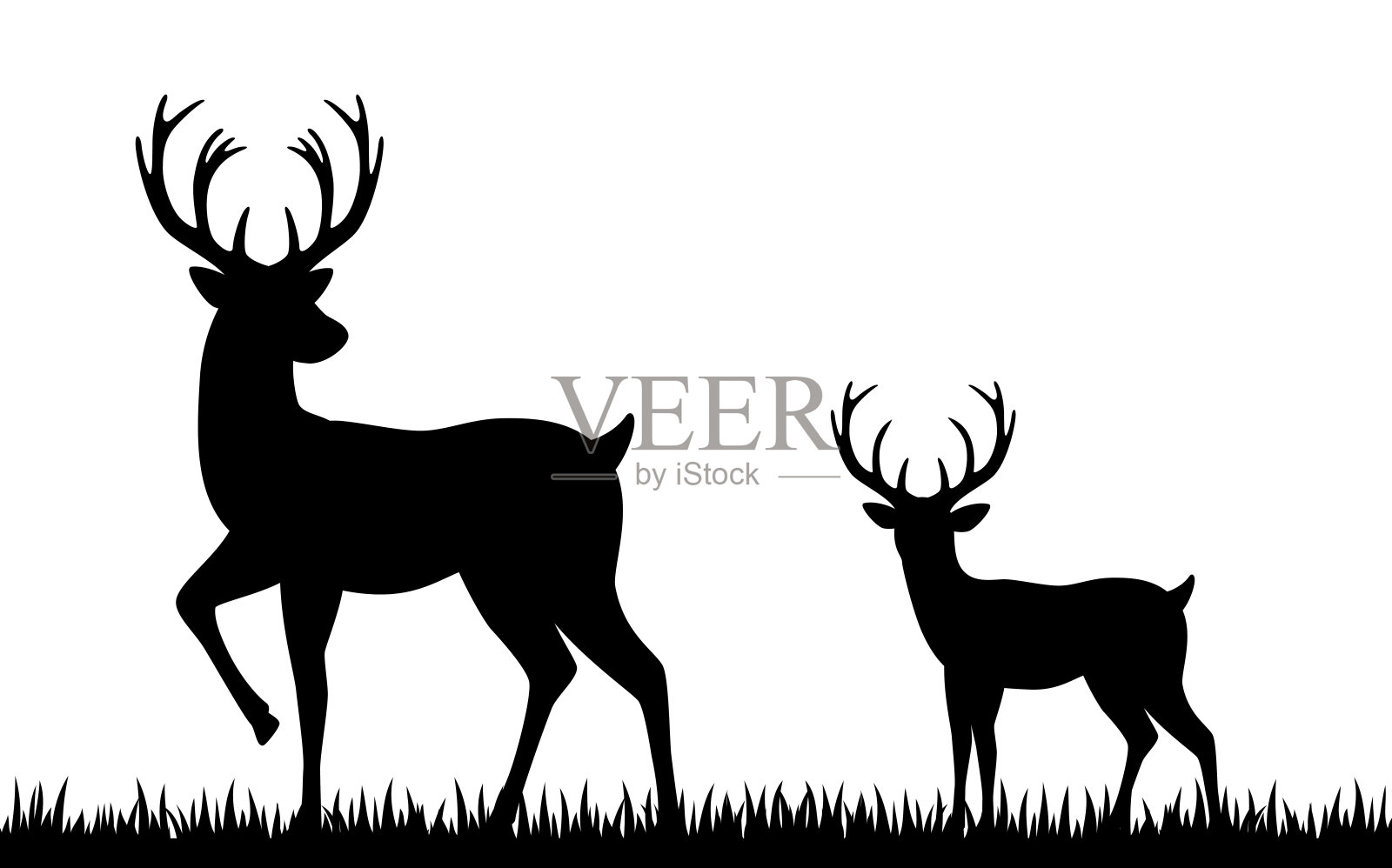 白色背景上鹿的轮廓插画图片素材