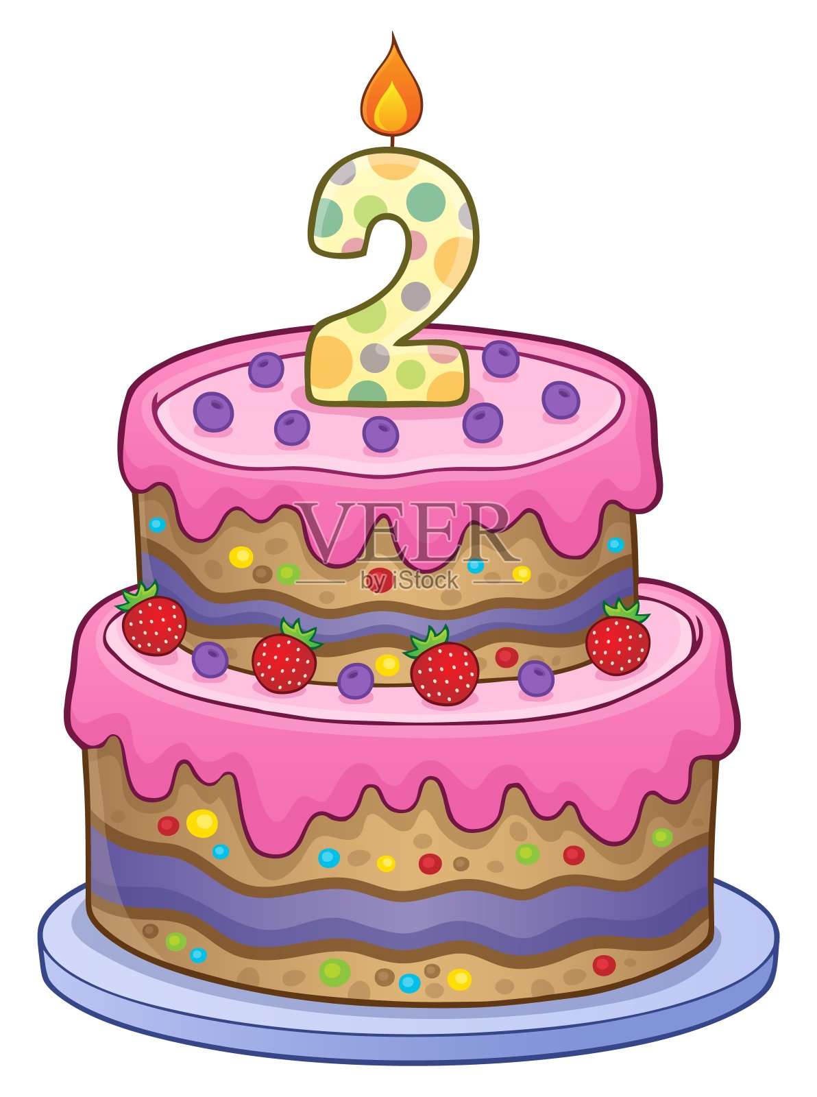 2岁生日蛋糕形象设计元素图片