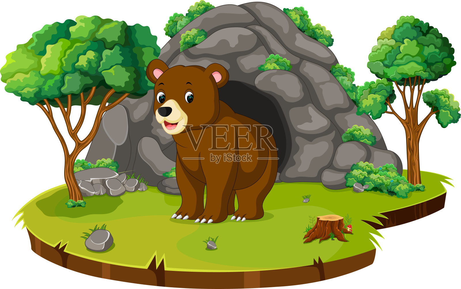 熊在洞穴前面设计元素图片