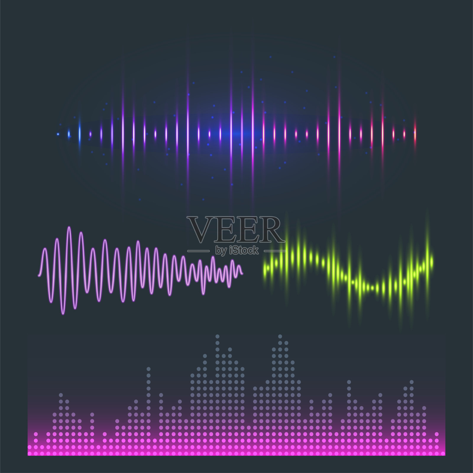矢量数字音乐均衡器音频波形设计模板音频信号可视化信号插图插画图片素材