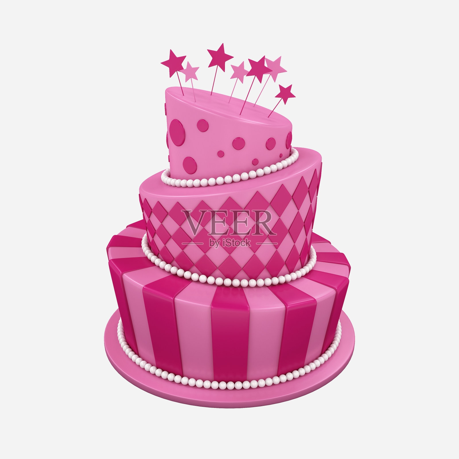 大生日蛋糕的3d插图插画图片素材