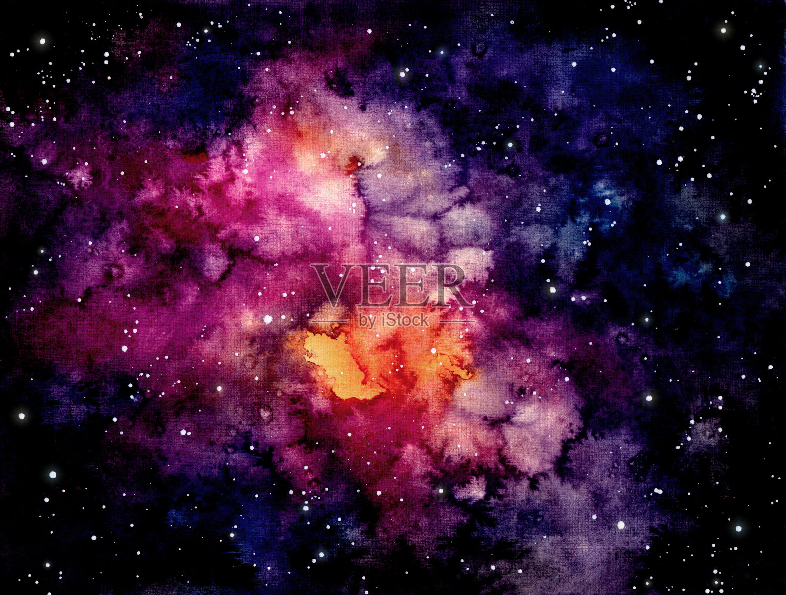 外太空、恒星和星云。水彩插图插画图片素材