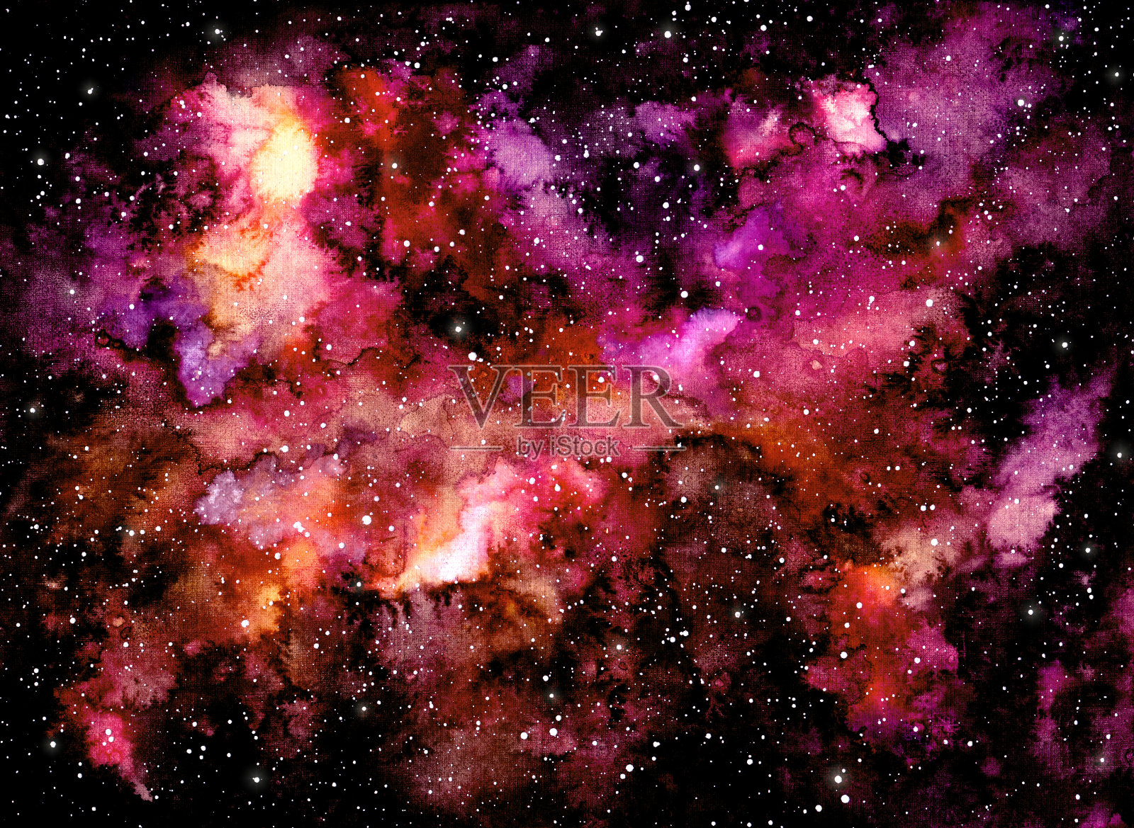 背景与水彩粉红色和红色星云插画图片素材