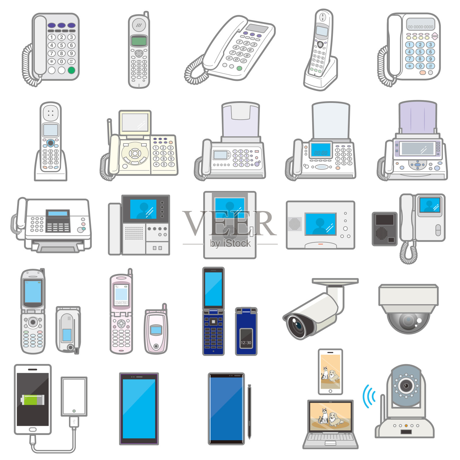 各种电器/通讯设备的说明插画图片素材