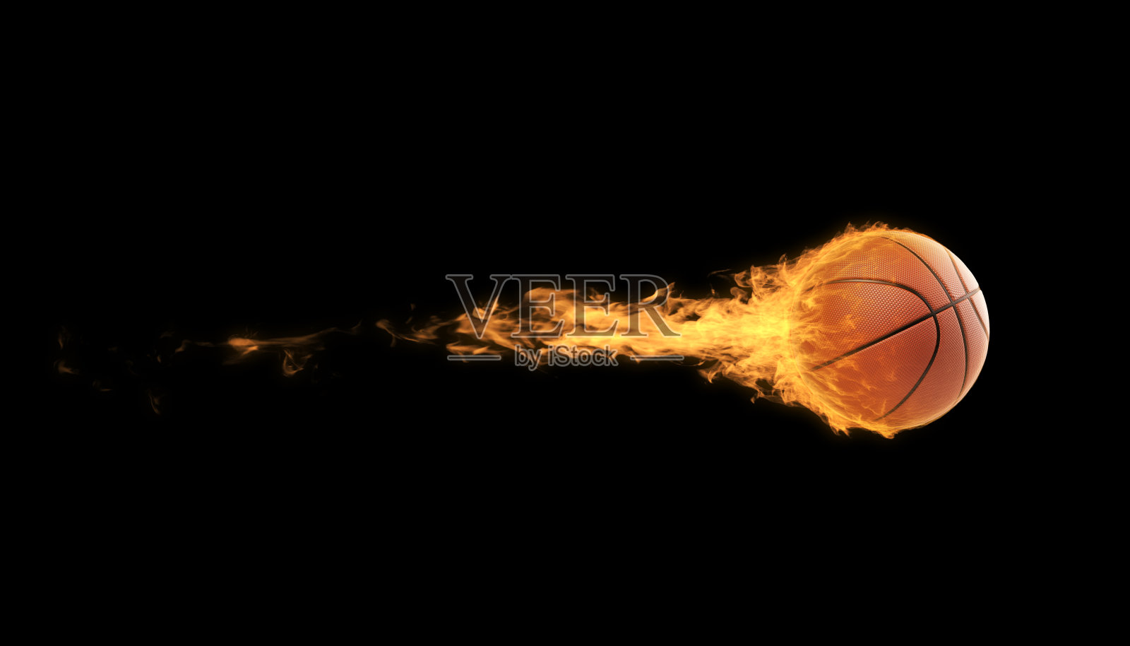 篮球在火焰之上的黑色背景照片摄影图片