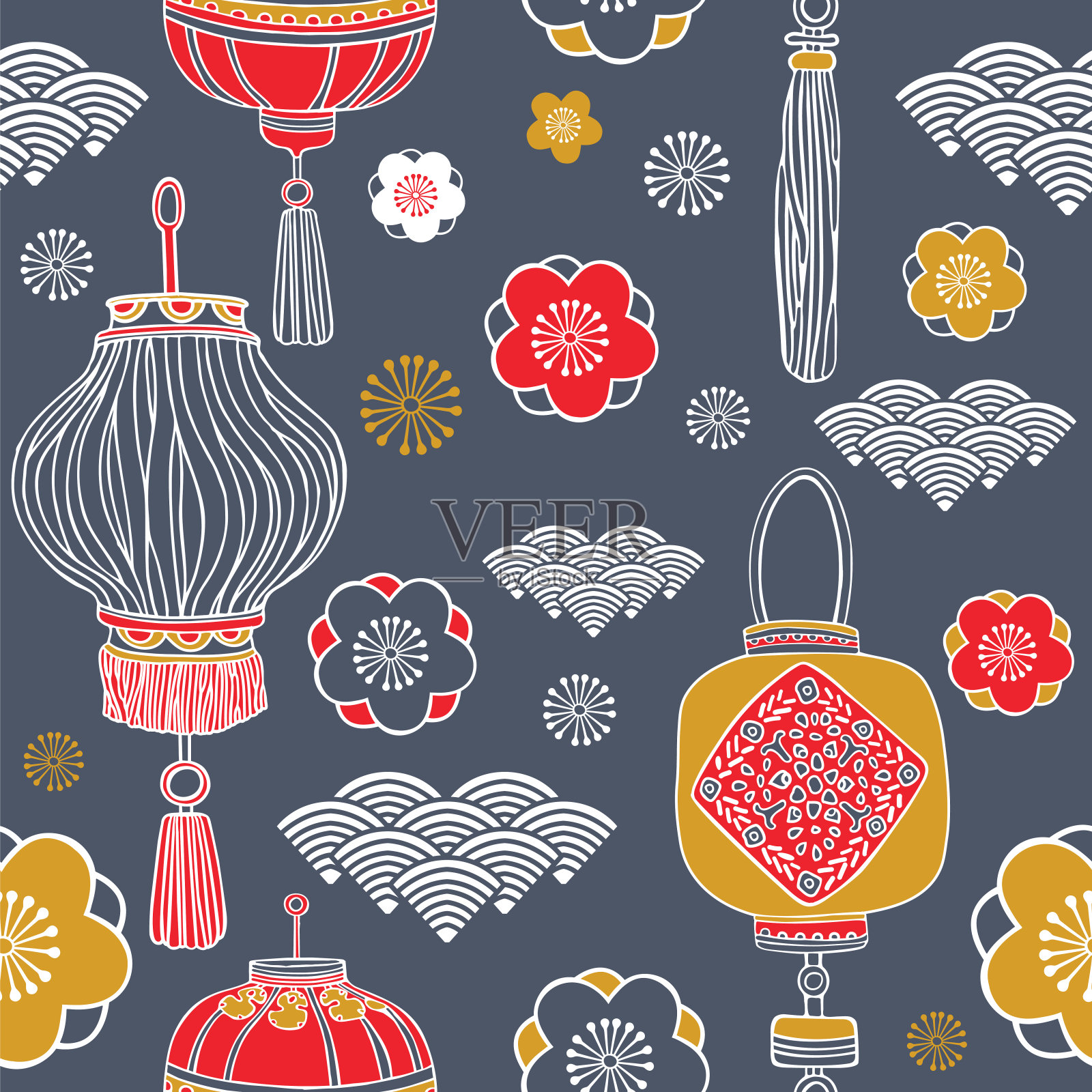中国新年。模式设计。插画图片素材
