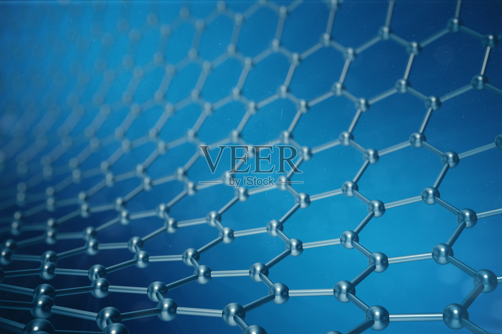 3d rendering abstract nanotechnology hexagonal geometric form close-up, concept graphene atomic structure, concept graphene molecular structure.插画图片素材