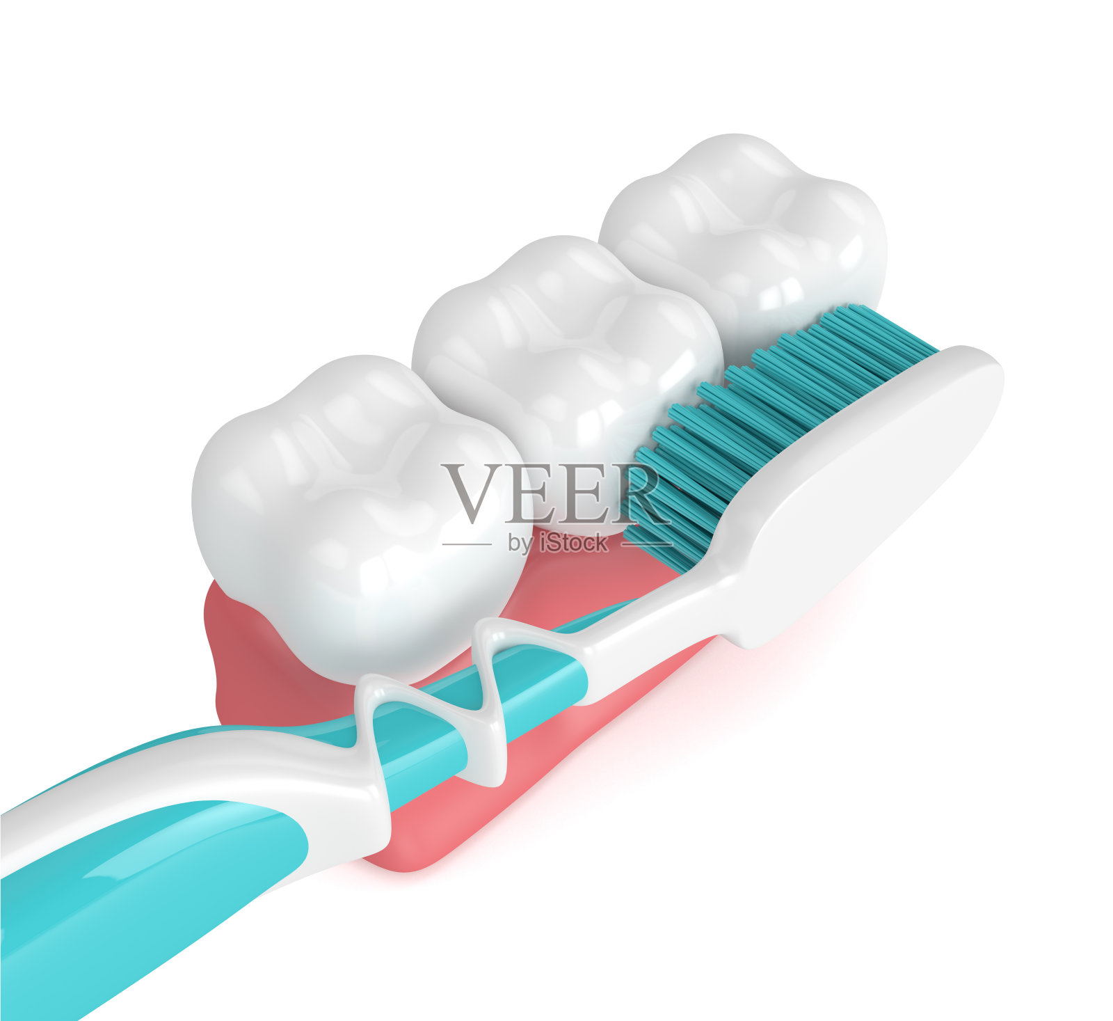 牙齿与牙刷的3d渲染插画图片素材