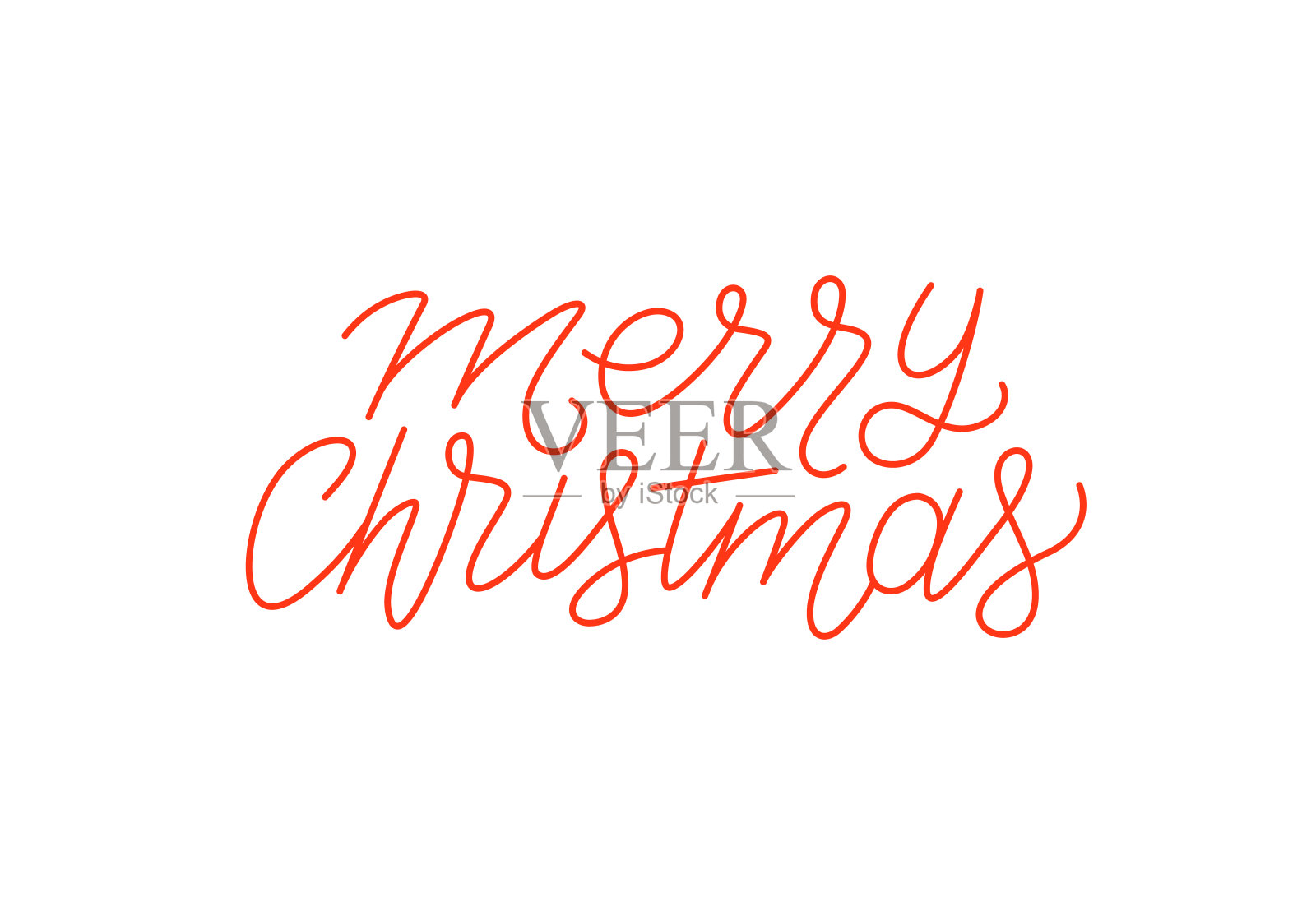 圣诞快乐书法线条艺术风格字母孤立在白色的背景。印刷文字为节日礼品卡设计。矢量图插画图片素材