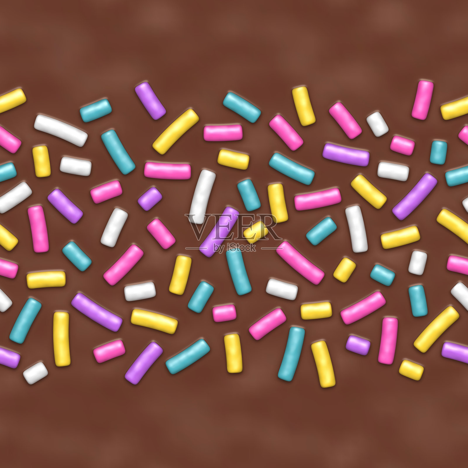 巧克力甜甜圈釉与点缀无缝图案插画图片素材
