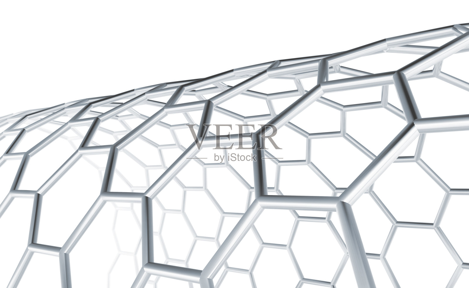 六方分子结构，三维晶格插画图片素材