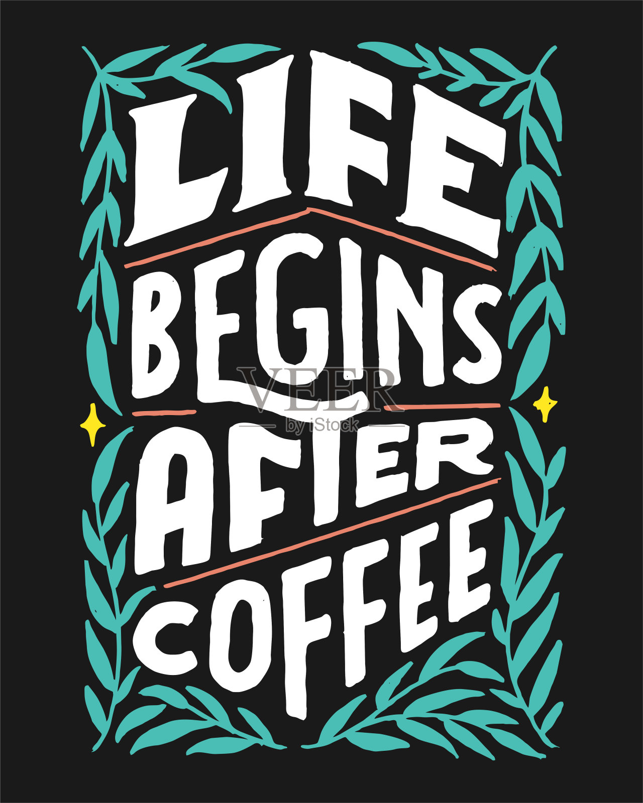 “生活始于咖啡”2咖啡店引用了复古手写海报插画图片素材