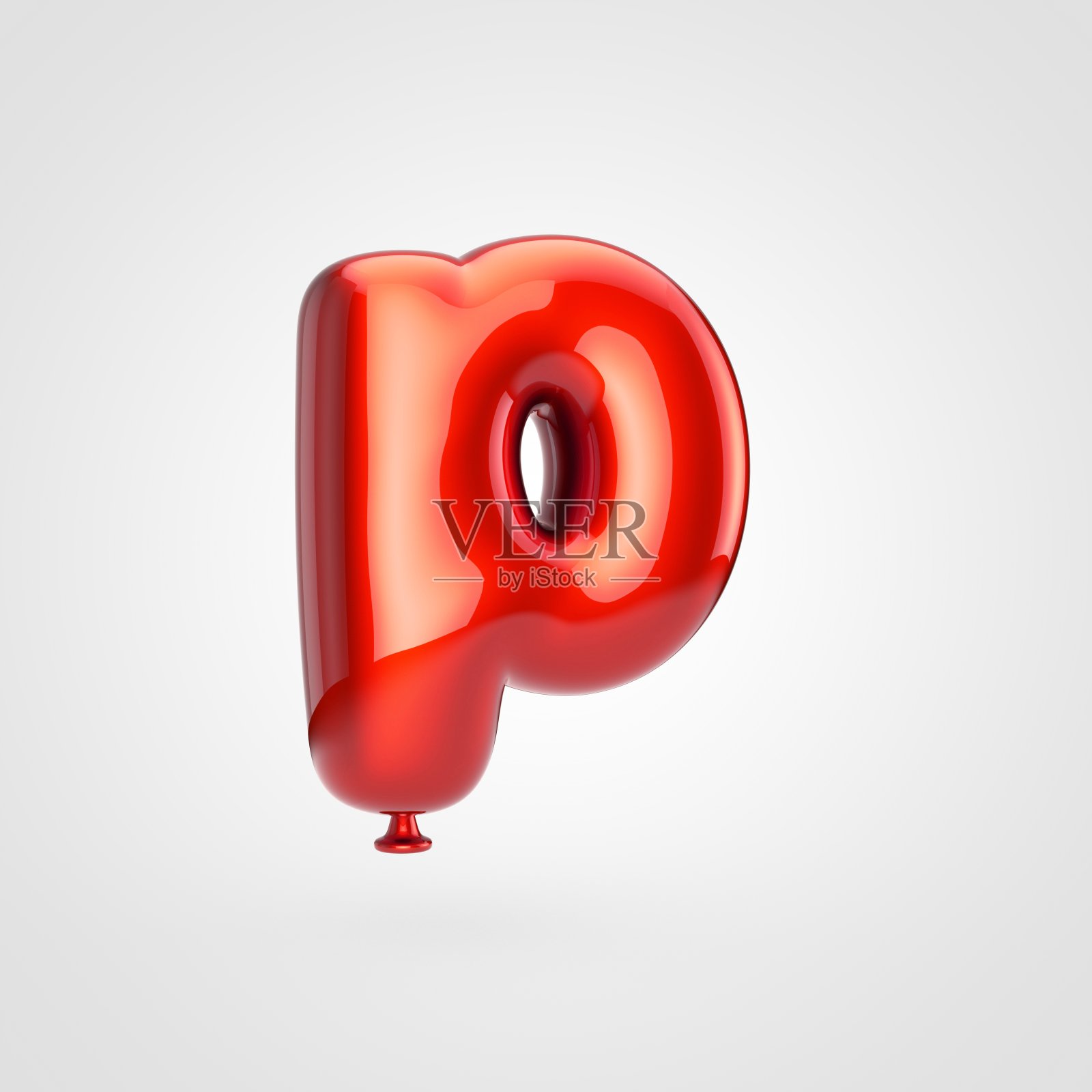 光滑的红色气球字母P小写孤立在白色背景上。设计元素图片
