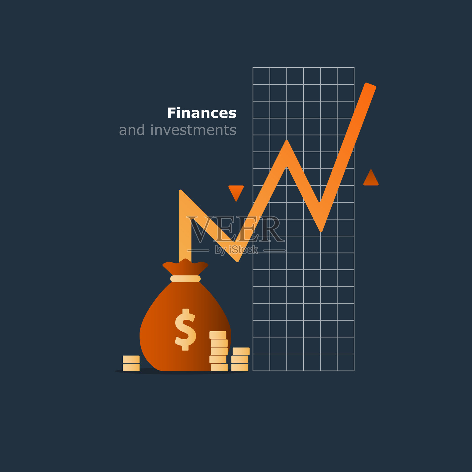 指数基金投资理念、预算支出、经济增长插画图片素材