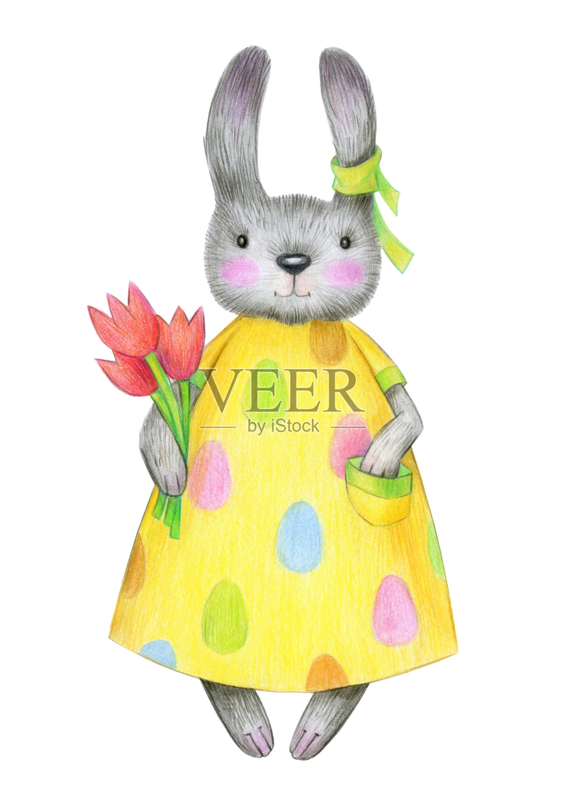 可爱的复活节兔子。插画图片素材