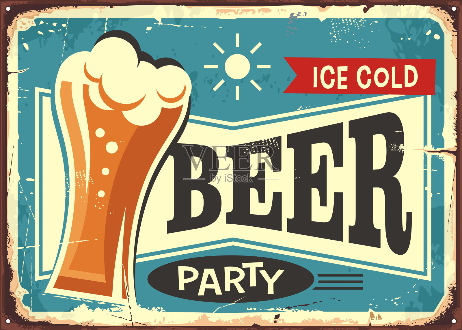 啤酒派对复古酒吧标志设计模板素材