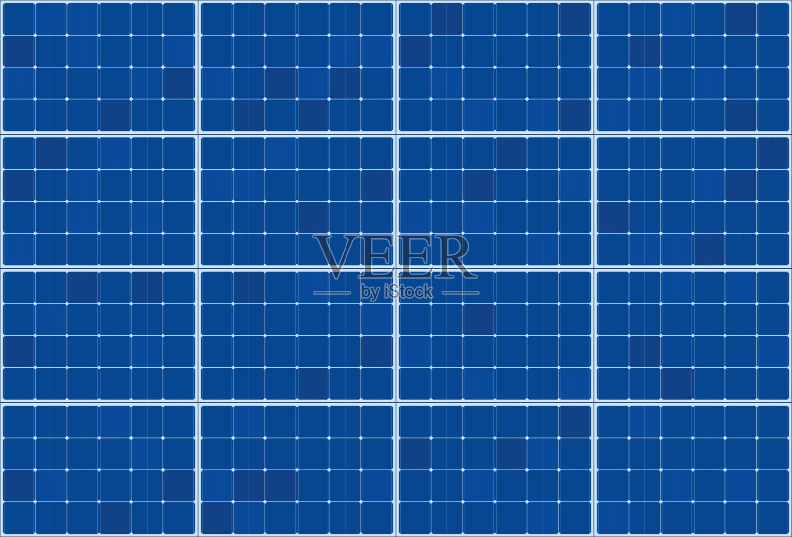 太阳能集热器-平板系统-光伏技术的矢量图-蓝色背景图案，水平方向。插画图片素材