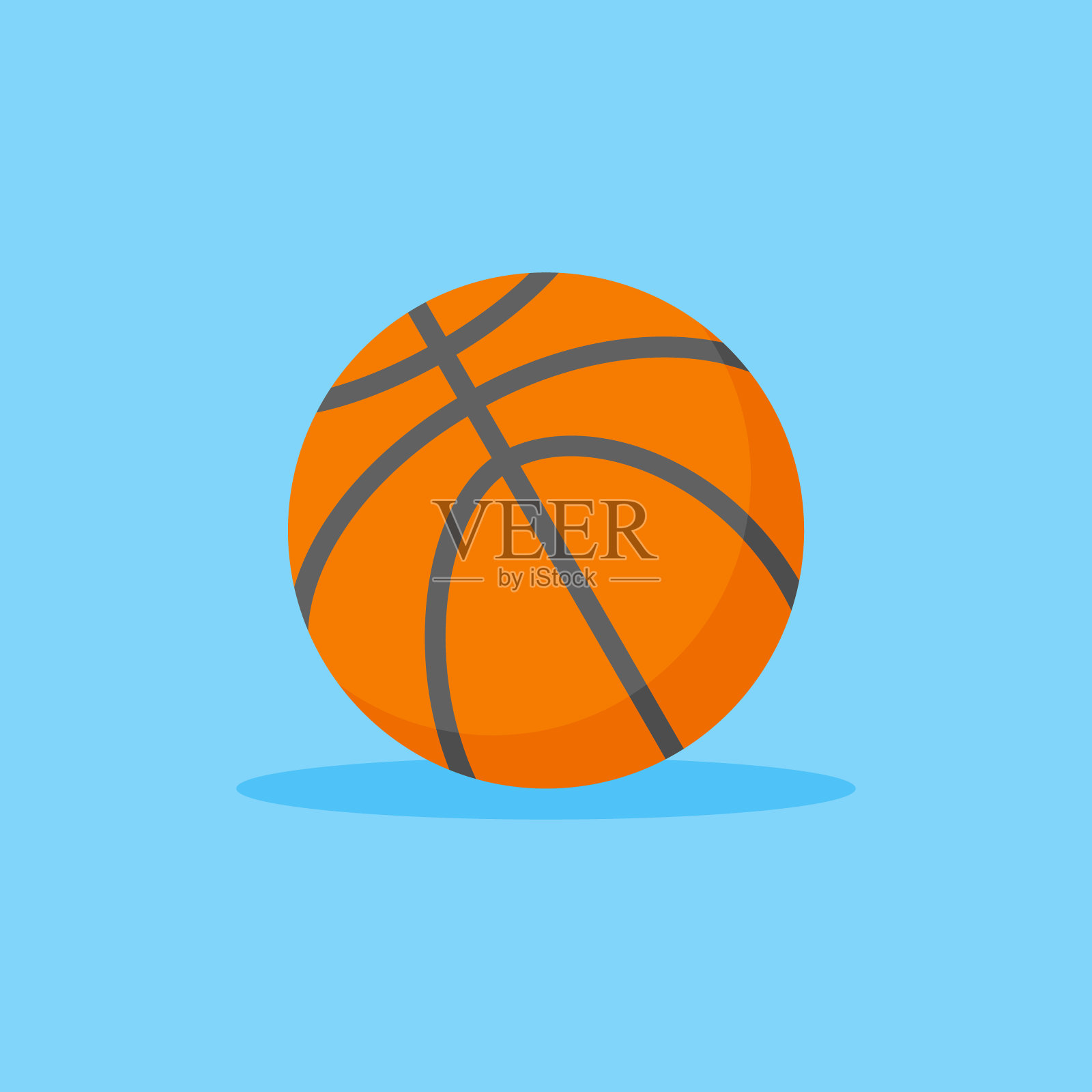 篮球平面风格的图标。球矢量插图。插画图片素材