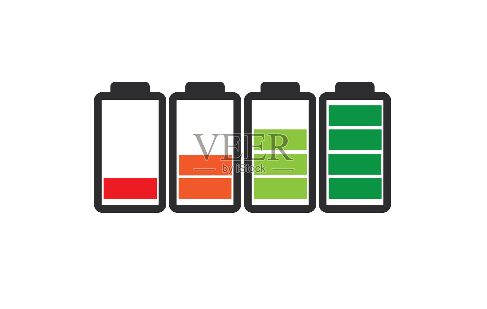 电池电量充电器从空到满的颜色指示设计元素图片