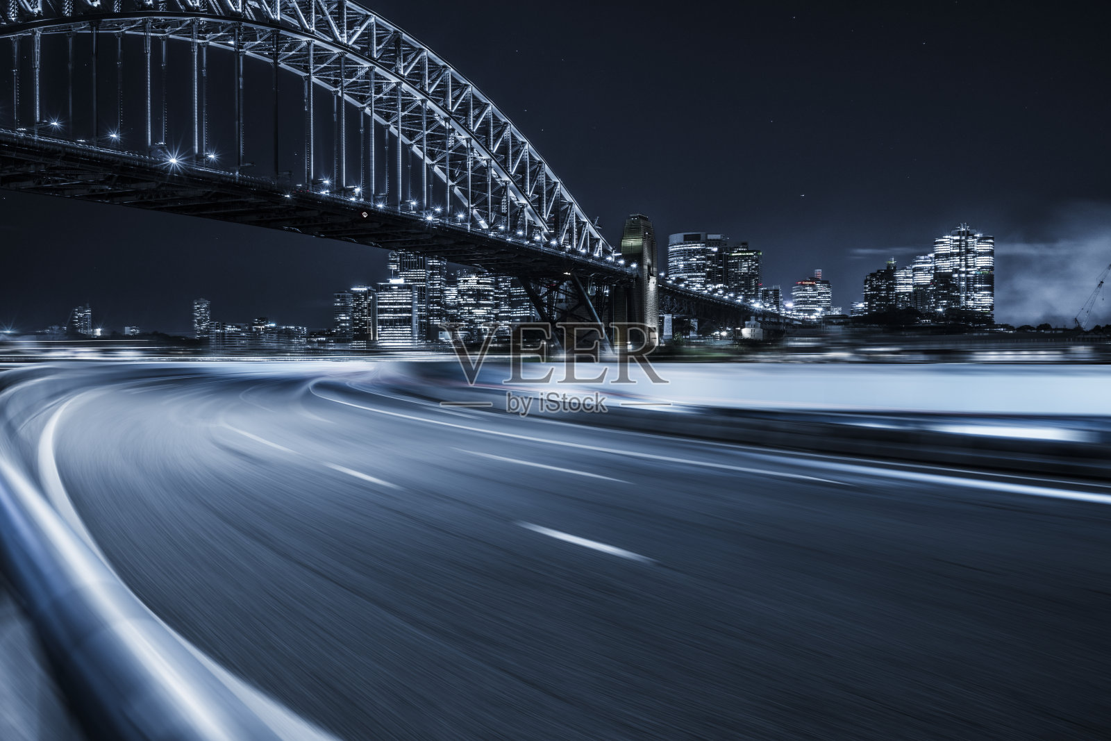悉尼海港大桥的夜晚，澳大利亚照片摄影图片