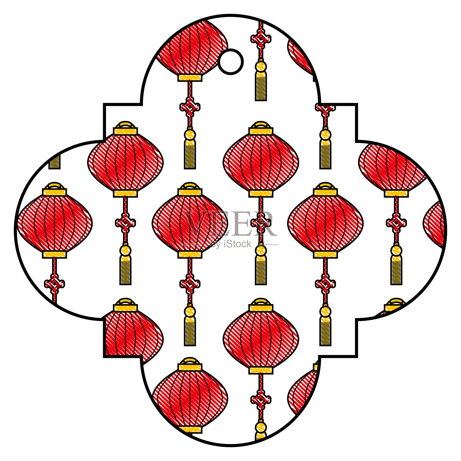 标签中国灯笼装饰图案图标插画图片素材