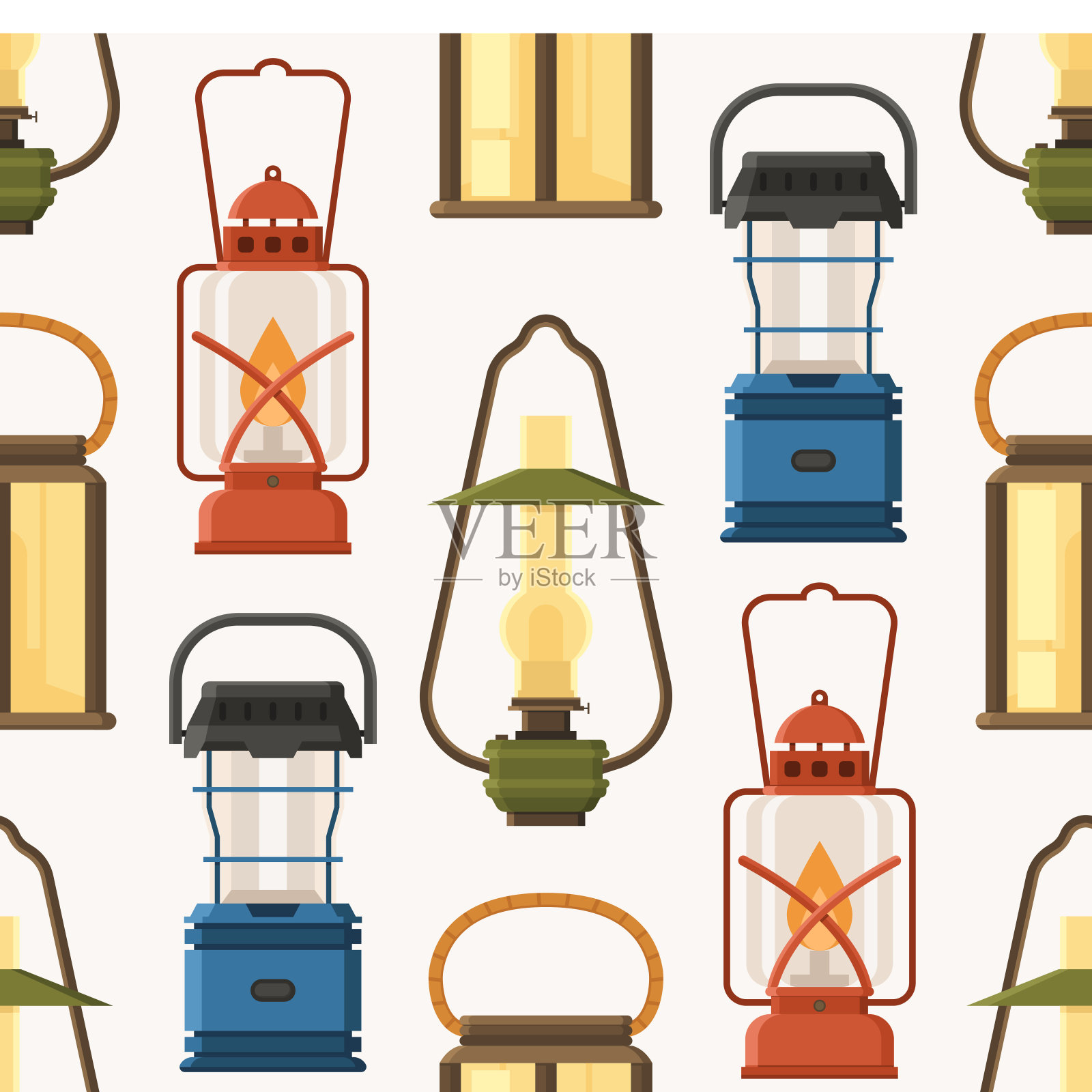 复古灯笼或煤气灯图案插画图片素材