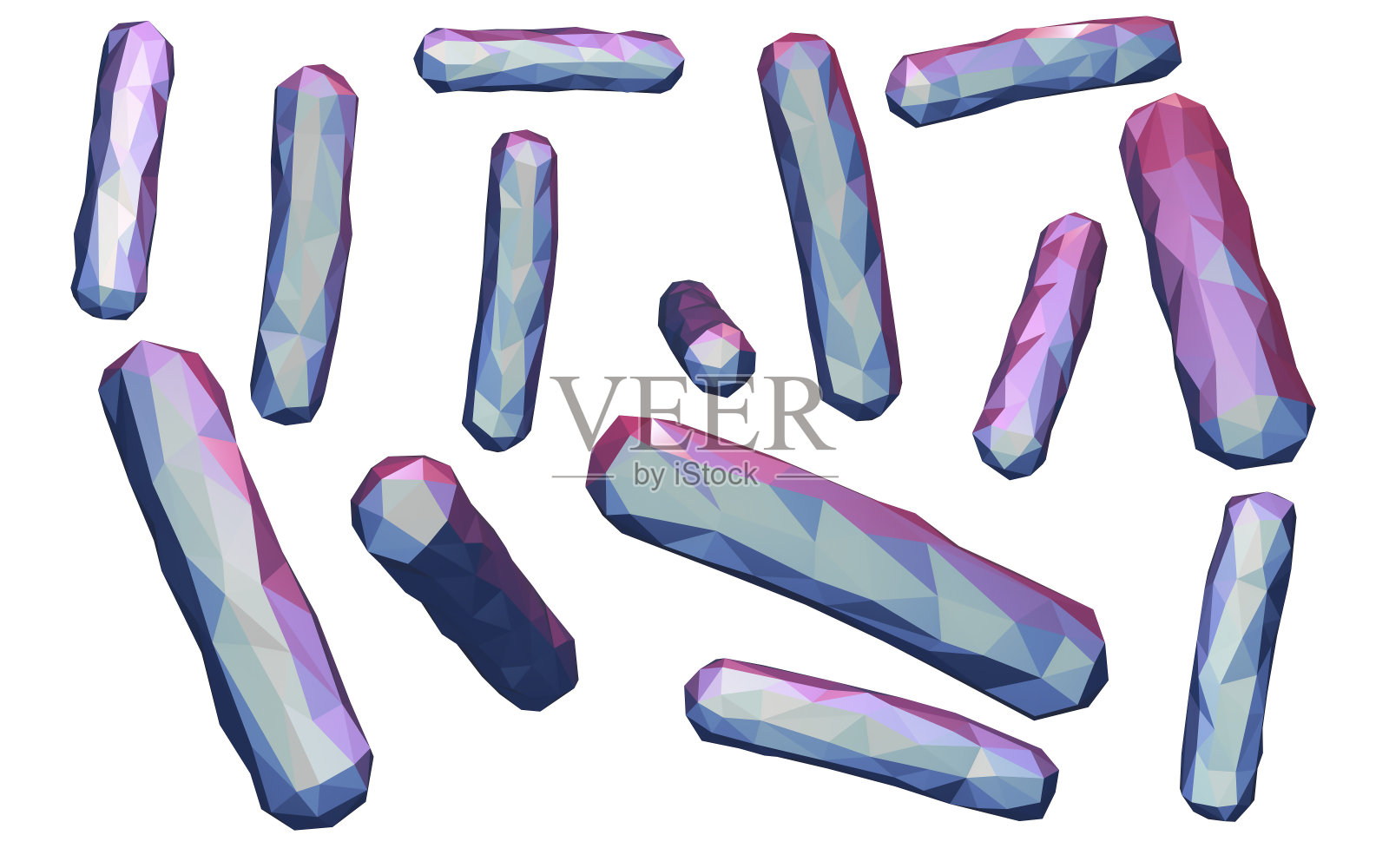 低多边形细菌结核分枝杆菌分离在白色背景插画图片素材
