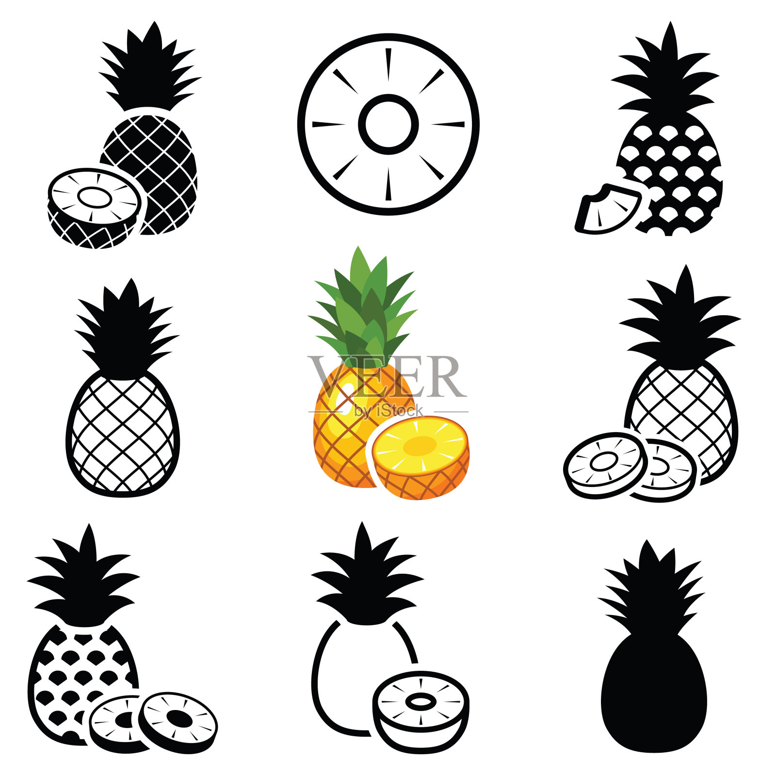 菠萝图标插画图片素材