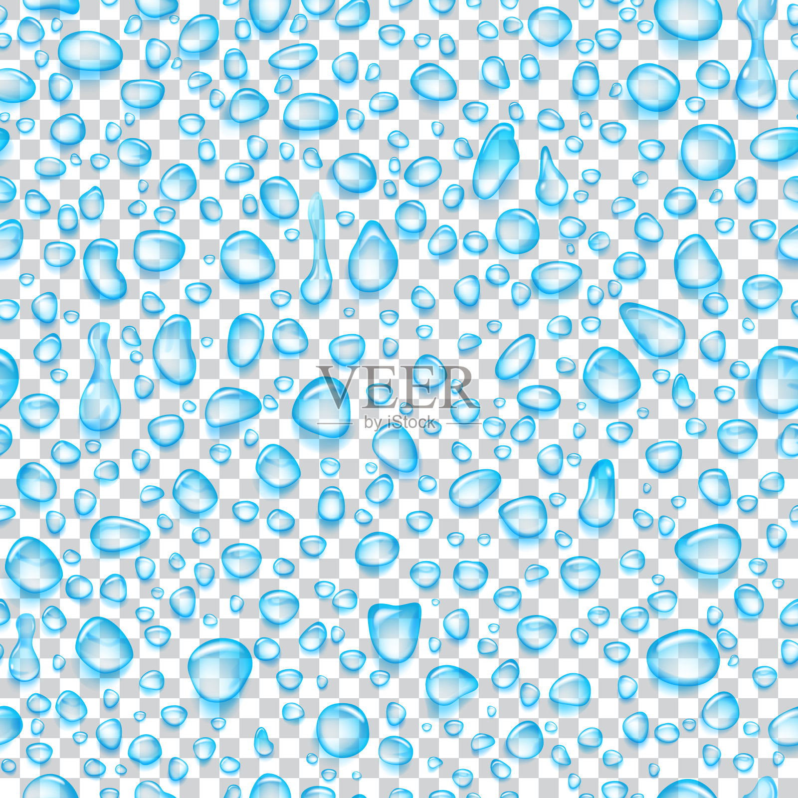 无缝模式的透明浅蓝色滴插画图片素材