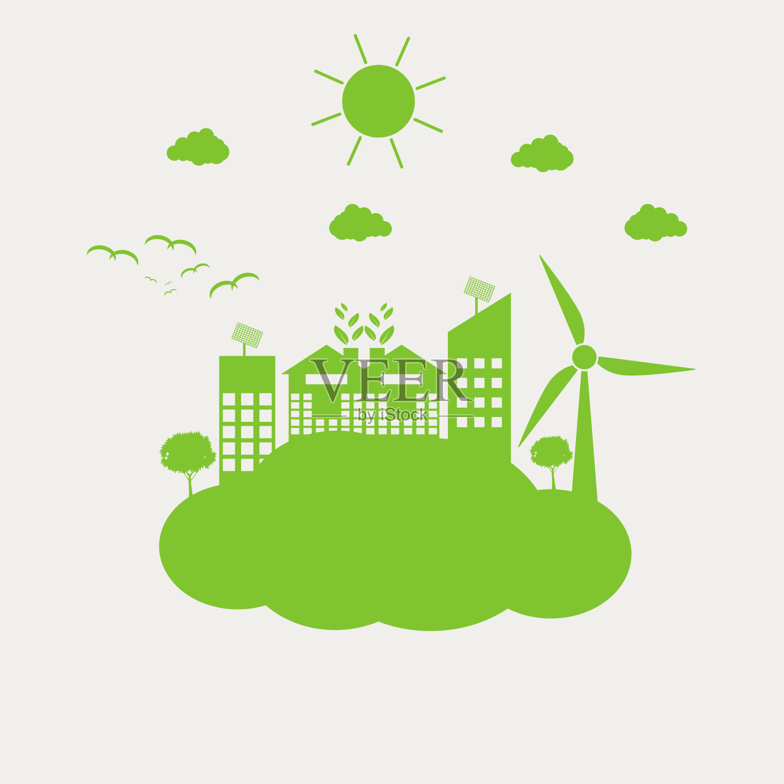 绿色城市用环保的概念概念帮助世界。矢量图插画图片素材