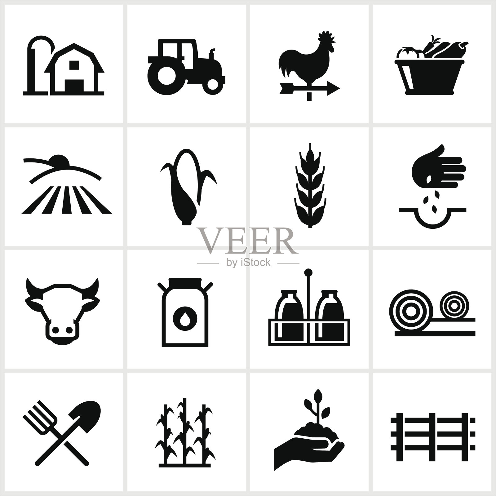 黑色农业和农业图标图标素材