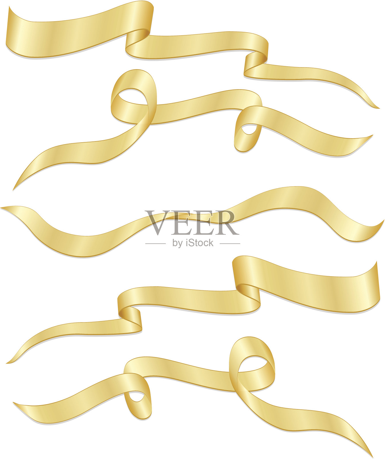 闪亮的金属金色丝带，旗帜插画图片素材