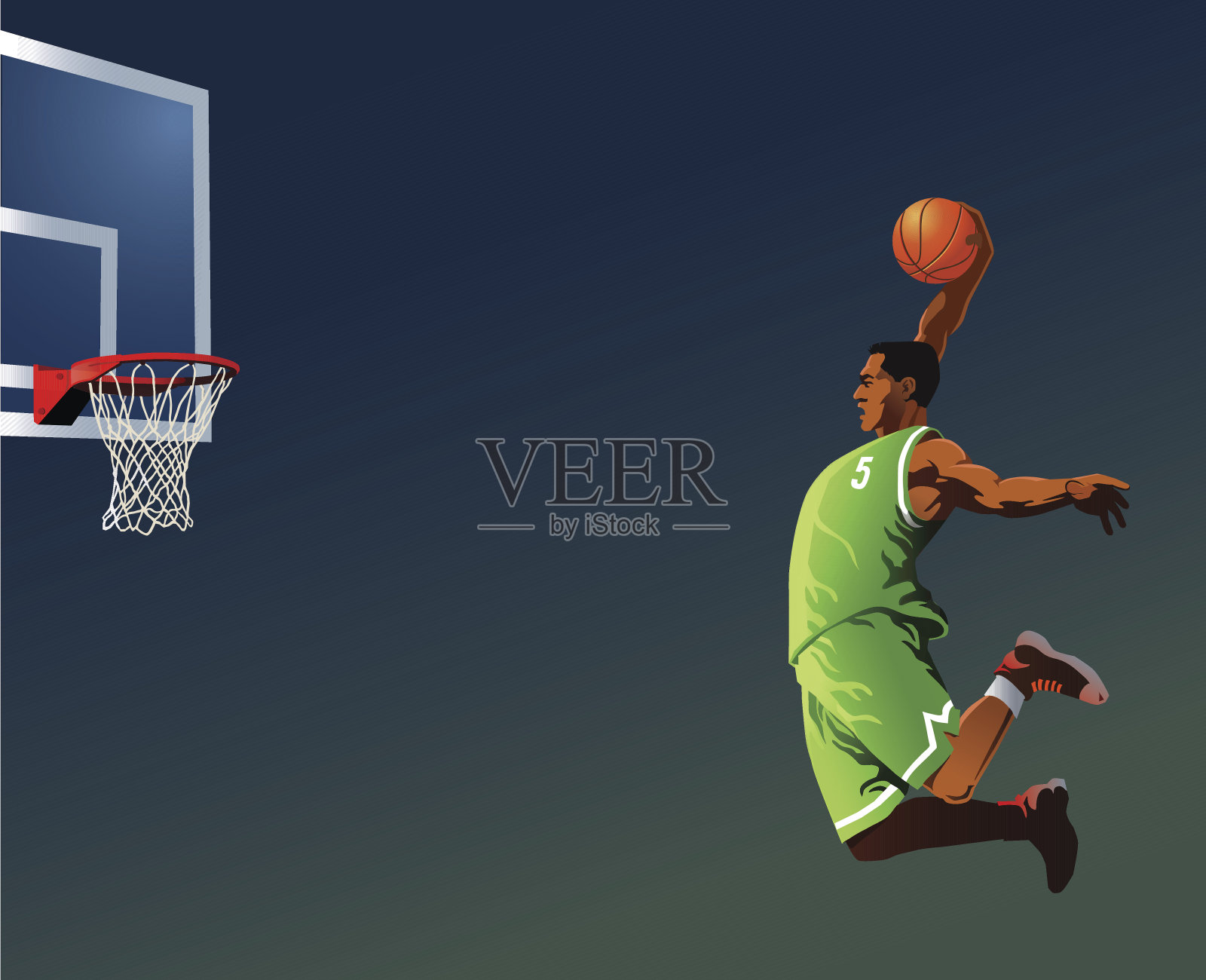篮球运动员灌篮高手插画图片素材