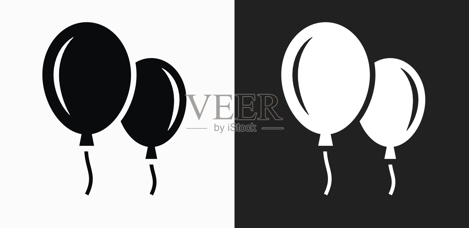 气球图标上的黑色和白色矢量背景插画图片素材