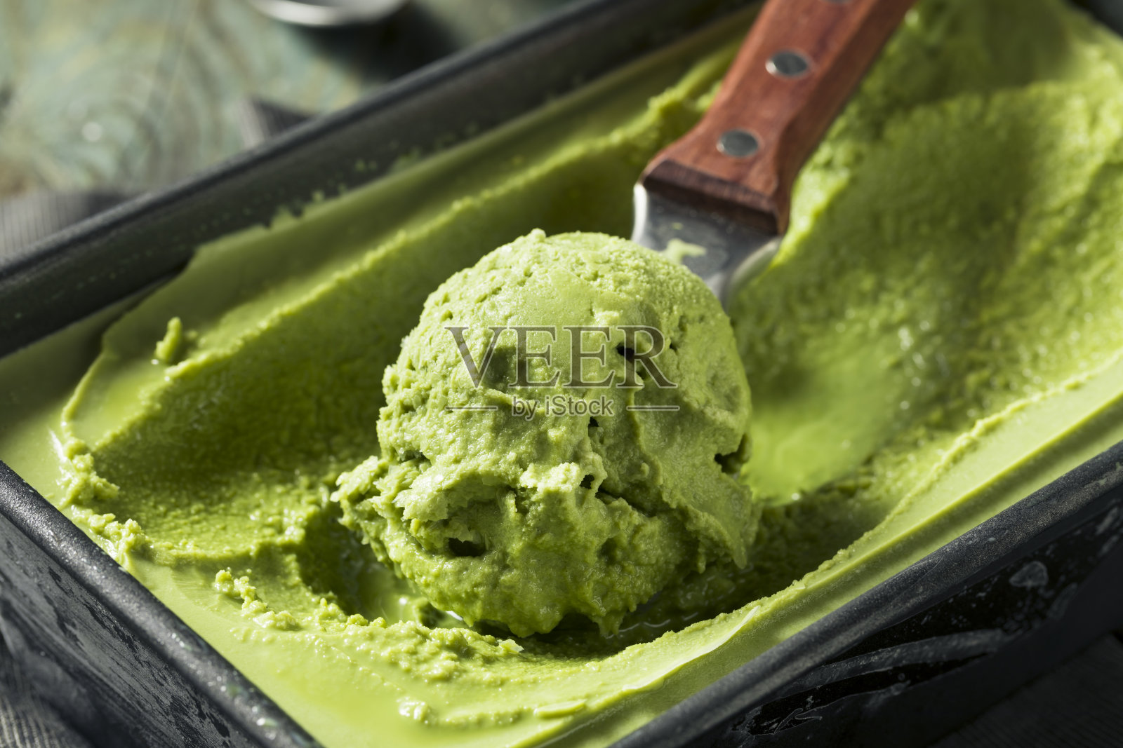 自制绿茶抹茶冰淇淋照片摄影图片