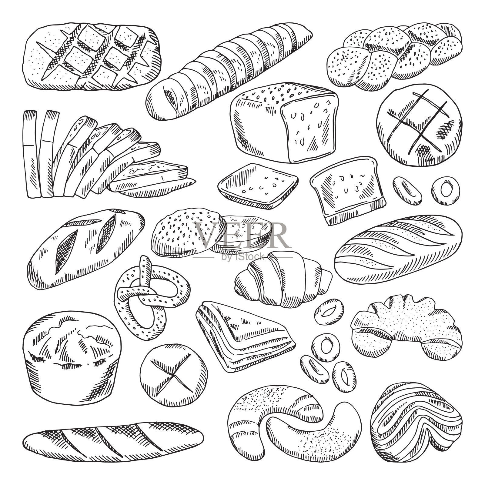 卡通手绘食物面包插画素材免费下载 - 觅知网