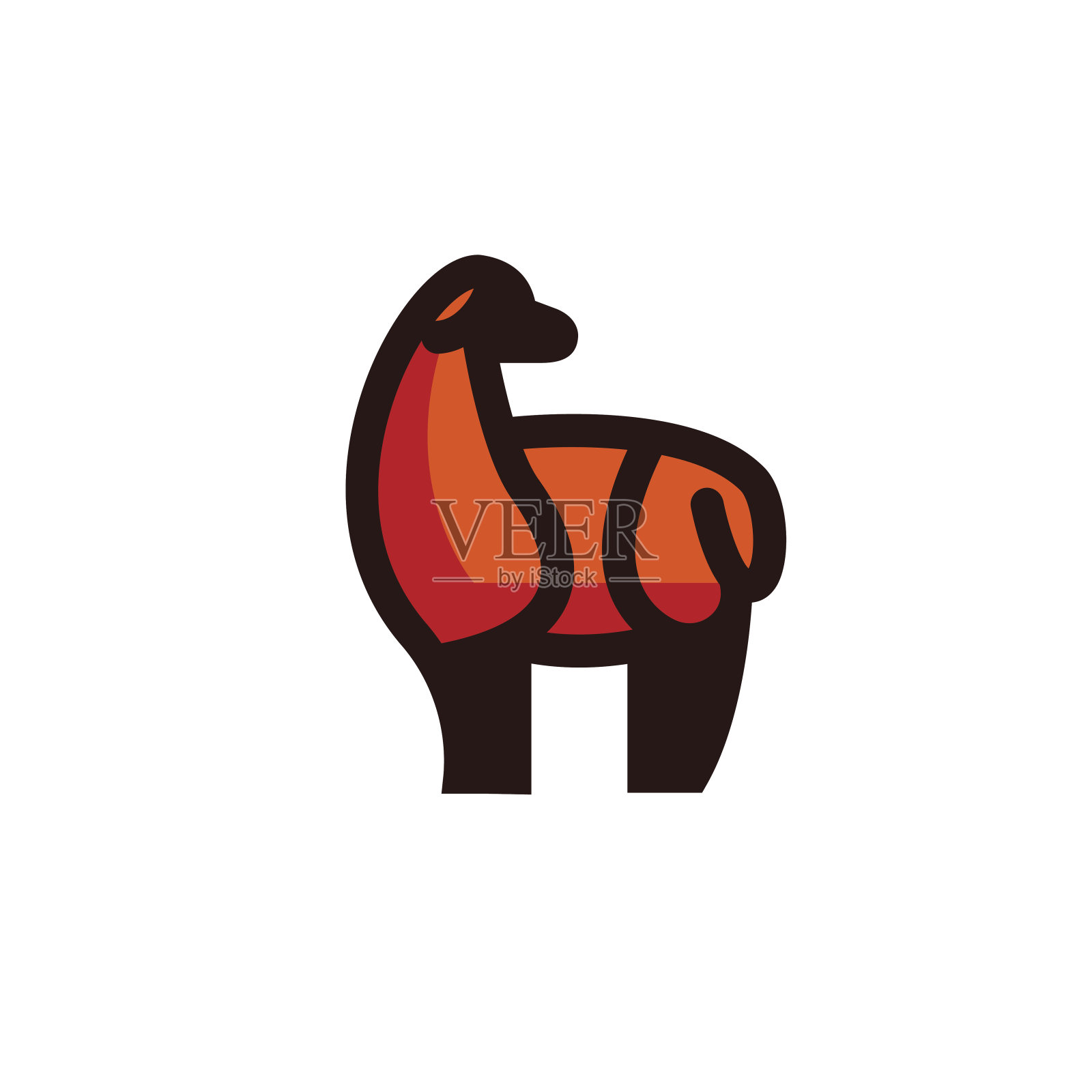 站着的骆驼的彩色风格化画设计元素图片