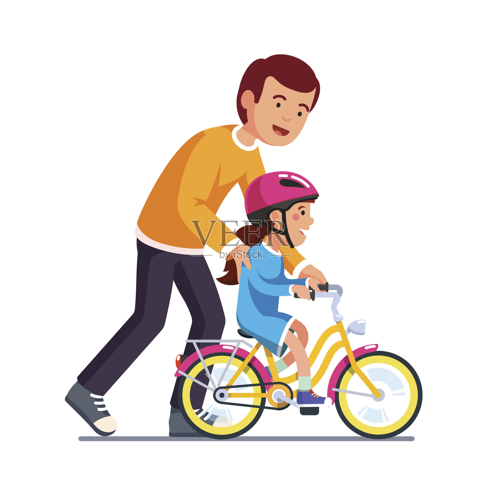 有爱心的爸爸教女儿骑自行车设计元素图片
