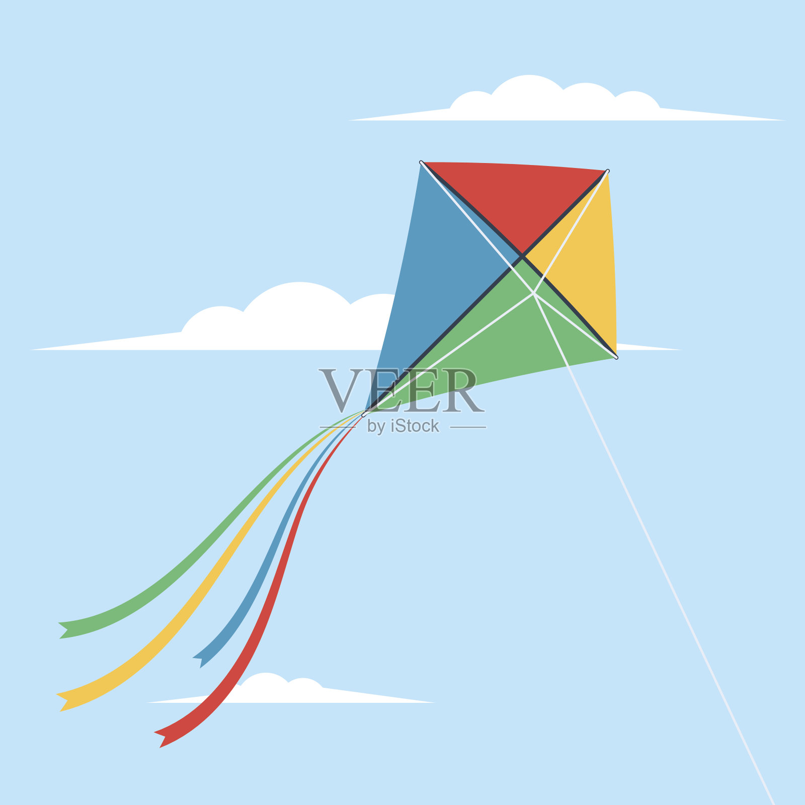 风筝在天空中飞翔插画图片素材