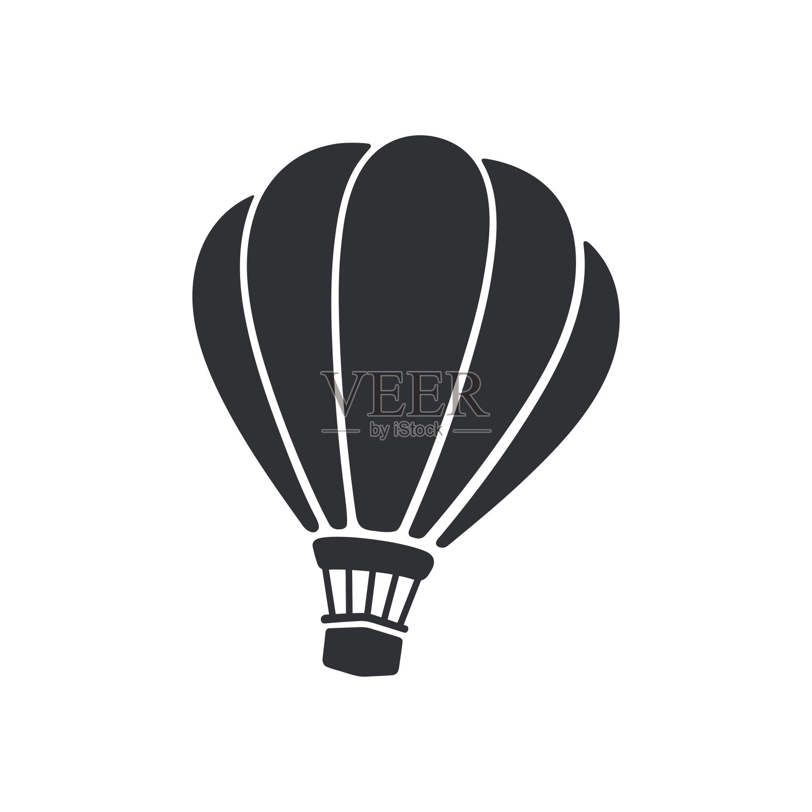 矢量插图。热气球的剪影。航空运输。在白色背景上隔离设计元素图片