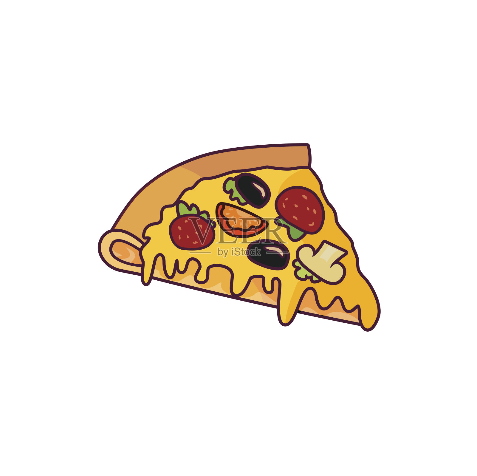 矢量图形插图的彩色切片美味的披萨插画图片素材_ID:430025996-Veer图库