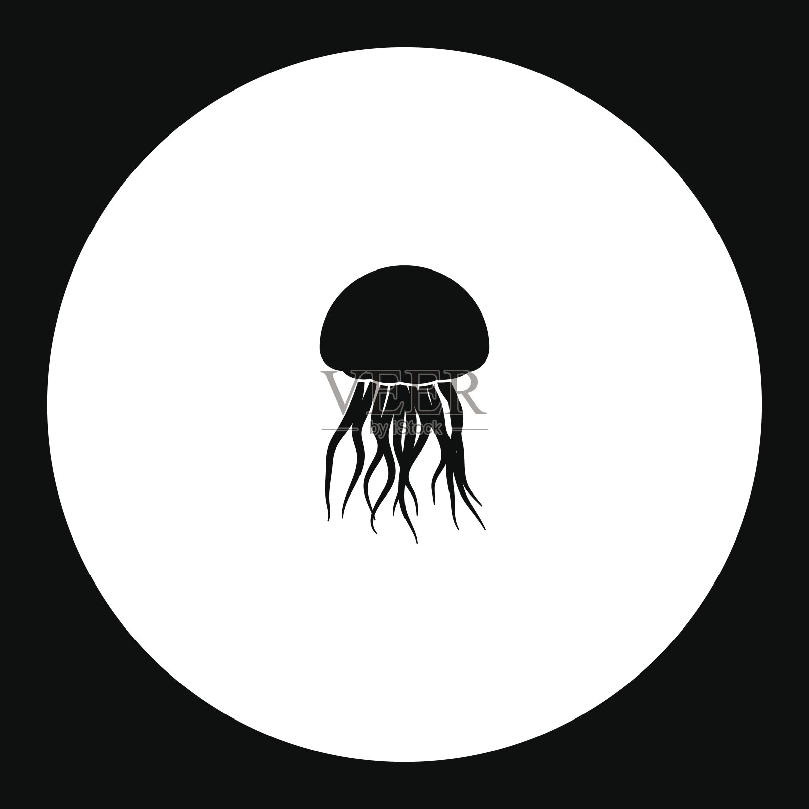 水母从海洋简单剪影黑色图标eps10设计元素图片