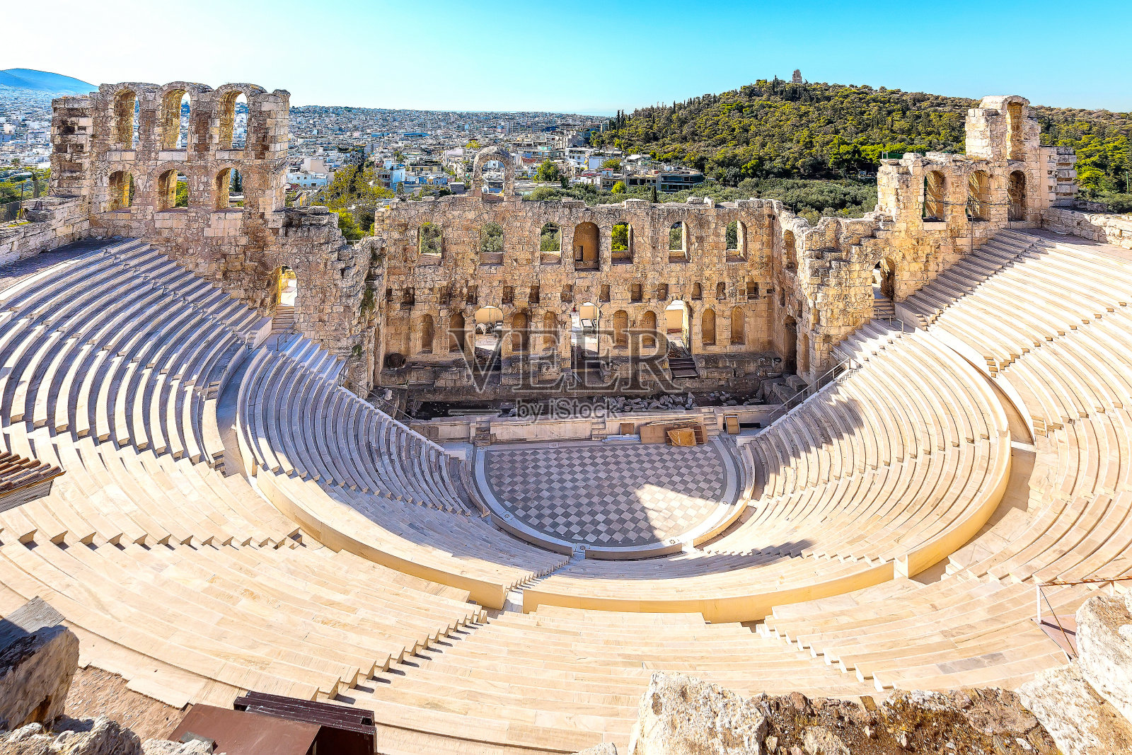 希腊雅典卫城的圆形剧场照片摄影图片